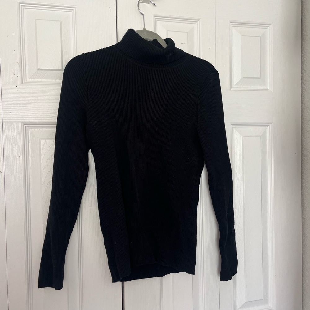 Lauren Ralph Lauren Black Ribbed Turtleneck Sweater
